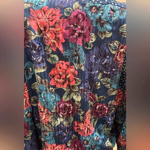 VINTAGE DIANE FREIS GEORGETTE 1980s  FLORAL BLOUSE AND SKIRT SET.🥰 - Picture 6 of 8